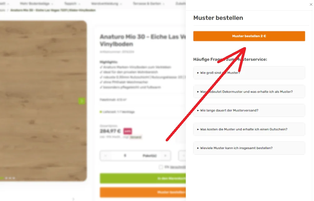 Muster bestellen: Schritt 3 im Onlineshop