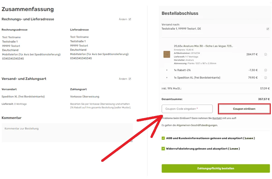 Muster bestellen: Schritt 5 im Onlineshop