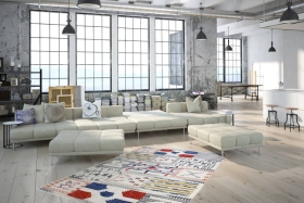 teppichWERK - Empire 110 Elfenbein/Multi | Kurzflorteppich