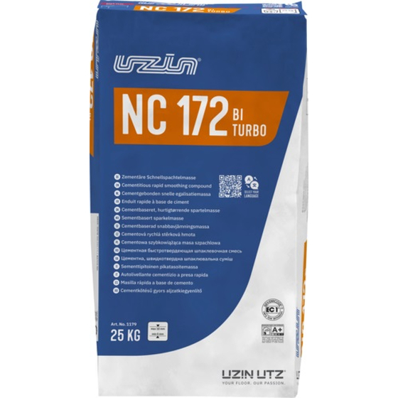 Uzin NC 172 BiTurbo Zement-Schnellspachtelmasse mit Level Plus Effect | 25kg Sack