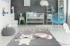 teppichWERK - Herzregen rosa grau Kinderteppich 80cm x 150cm