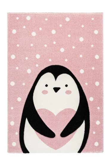 teppichWERK - Pinguin rosa | Kinderteppich 120cm x 170cm