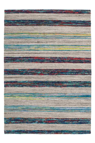 teppichWERK - Duarte 210 Natur/Blau | Kurzflorteppich 160cm x 230cm