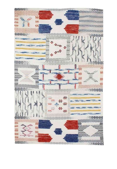 teppichWERK - Empire 110 Elfenbein/Multi | Kurzflorteppich 160cm x 230cm