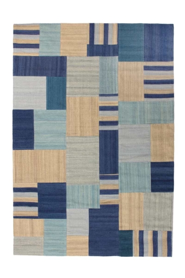 teppichWERK - Radical 315 Blau/Multi | Kurzflorteppich 80cm x 150cm
