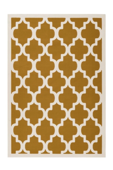 teppichWERK - Manolya 2097 Gold/Elfenbein | Kurzflorteppich 80cm x 150cm