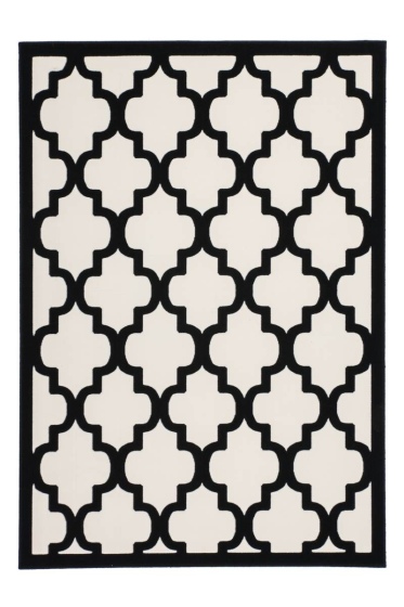 teppichWERK - Manolya 3097 Elfenbein/Schwarz | Kurzflorteppich 80cm x 150cm