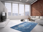 teppichWERK - Nostalgia 385 Blau | Kurzflorteppich 80cm x 150cm
