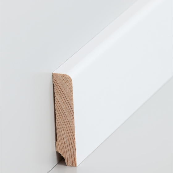 Massivholz Sockelleiste Modern White | 60mm hoch | weiß