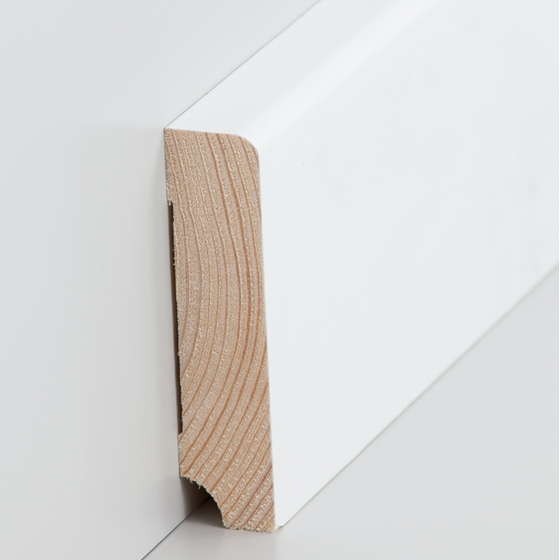 Massivholz Sockelleiste Modern White XXL | 80mm hoch | weiß