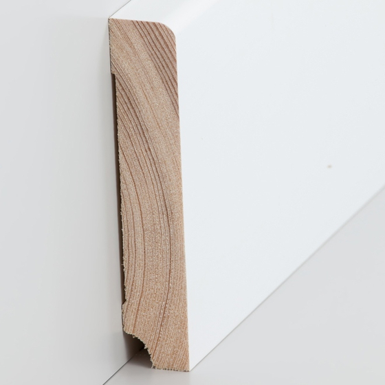 Massivholz Sockelleiste Modern White XXL | 100mm hoch | weiß