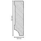 Massivholz Sockelleiste kubisch XL | 60mm hoch | weiß