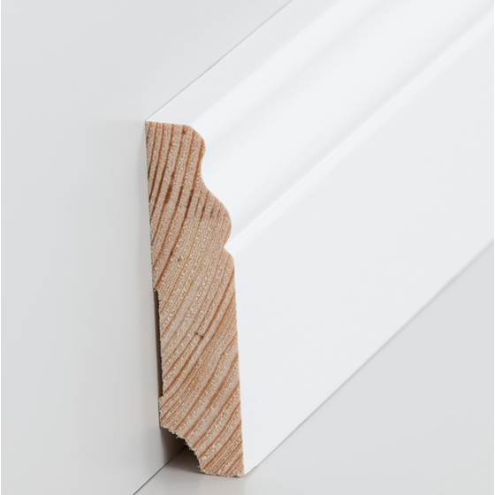 Massivholz Sockelleiste HH-Profil | Berliner Leiste | 80mm hoch | weiß