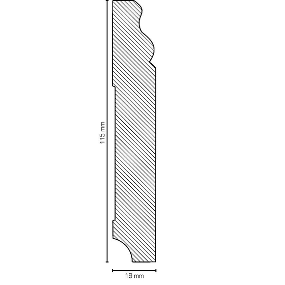 Massivholz Sockelleiste HH-Profil | Berliner Leiste | 115mm hoch | weiß