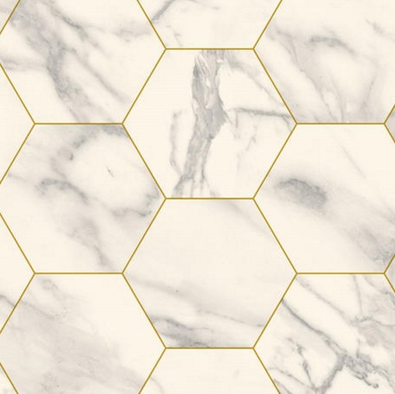 Tarkett Iconik 260 - Marble Bianco Hexagon GOLD 27125007 | Lieferform: Rolle | Breite: 2,00m