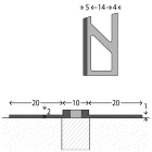 Aluminium-Dehnfugenprofil | für 2,0mm starke, verklebte Bodenbeläge | EPDM-Fuge schwarz | 2,50m