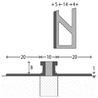 Aluminium-Dehnfugenprofil | für 8,0mm starke Bodenbeläge | EPDM-Fuge grau | 2,50m
