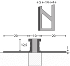 Aluminium-Dehnfugenprofil | für 12,5mm starke Bodenbeläge | EPDM-Fuge grau | 250cm