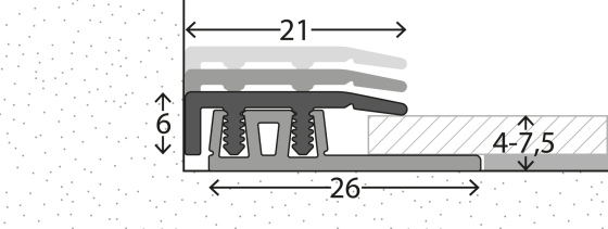 Profi-Design Abschlussprofil | für Aufbauhöhen von 4,0 - 7,5mm | 21mm breit | Edelstahl matt | 100cm