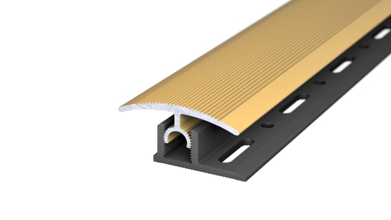Profi-Tec Übergangsprofil | für Aufbauhöhen von 7,0 - 15,0mm | 34mm breit | mit Zierrillen | gold