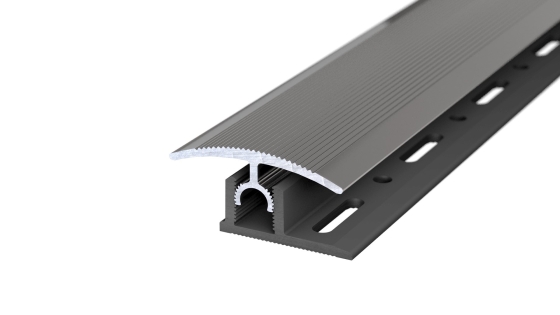 Profi-Tec Übergangsprofil | für Aufbauhöhen von 7,0 - 15,0mm | 34mm breit | mit Zierrillen | Edelstahl poliert | 270cm