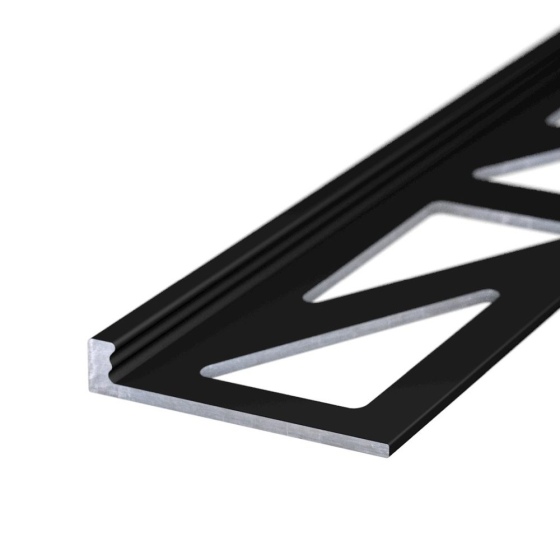 Abschlussprofil aus Aluminium | für 2,5 - 3,0mm starke, verklebte Bodenbeläge | schwarz RAL9005 | 2,50m