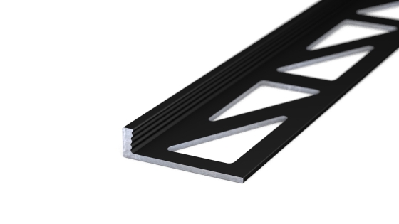 Abschlussprofil aus Aluminium | für 4,0 - 4,5mm starke, verklebte Bodenbeläge | schwarz RAL9005 | 250cm