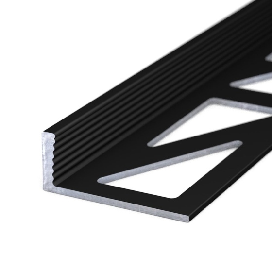 Abschlussprofil aus Aluminium | für 8mm starke, verklebte Bodenbeläge | schwarz RAL9005 | 2,50m