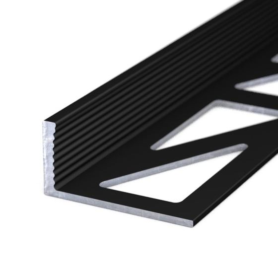 Abschlussprofil aus Aluminium | für 10mm starke, verklebte Bodenbeläge | schwarz RAL9005 | 2,50m