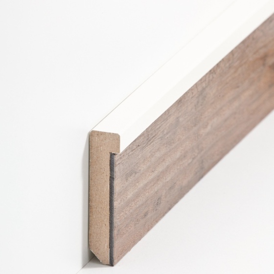 MDF Einfass-Sockelleiste kubisch | 60mm hoch | creme