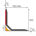 Aluminium Wandanschlussprofil | Dehnfugenabdeckung bis 19mm | weiß pulverbeschichtet (RAL9003) | 1,00m