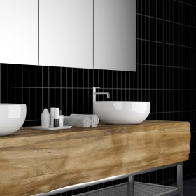 Skando SPC Wall - Butcherblock Schwarz hochglanz |...