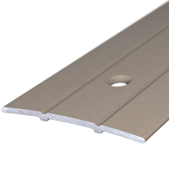 Aluminium-Übergangsprofil | mittig gelocht | 38mm breit | Edelstahl matt | 2,70m