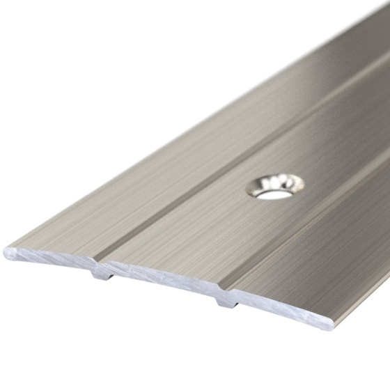 Aluminium-Übergangsprofil | mittig gelocht | 38mm breit | Edelstahl gebürstet | 1,00m