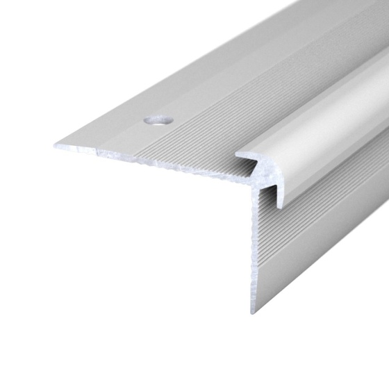 Aluminium-Treppenkantenprofil mit Einschub | verschraubt | für 3mm starke Bodenbeläge | silber | 2,50m