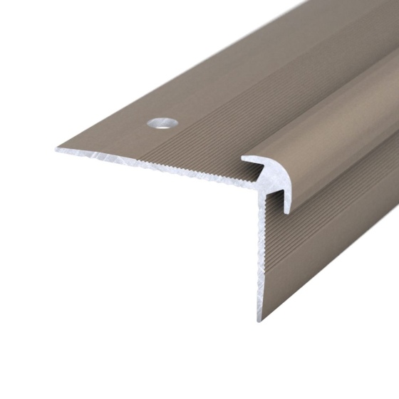 Aluminium-Treppenkantenprofil mit Einschub | verschraubt | für 3mm starke Bodenbeläge | Edelstahl matt | 2,50m