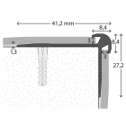 Aluminium-Treppenkantenprofil mit Einschub | verschraubt | für 3mm starke Bodenbeläge | Edelstahl matt | 2,50m