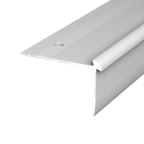 Aluminium-Treppenkantenprofil mit Einschub | verschraubt | für 2,5mm starke Bodenbeläge | silber | 2,50m