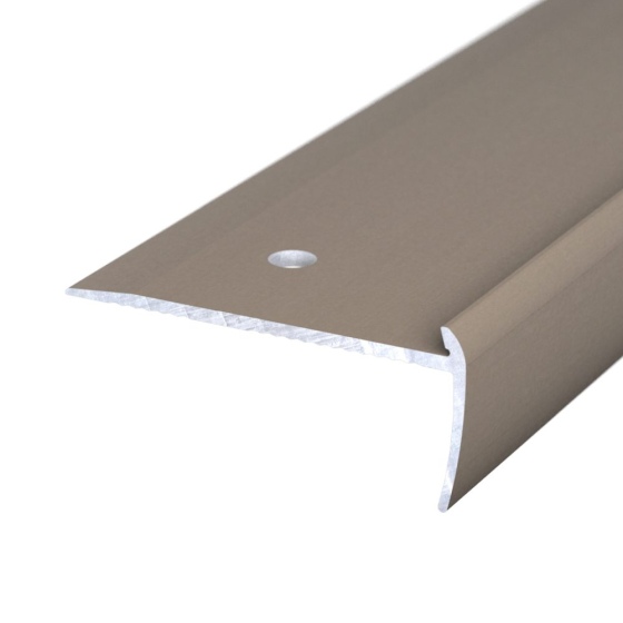 Aluminium-Treppenkantenprofil mit Einschub | verschraubt | für 3mm starke Bodenbeläge | Edelstahl matt | 2,50m