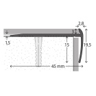 Aluminium-Treppenkantenprofil mit Einschub | verschraubt | für 3mm starke Bodenbeläge | Edelstahl matt | 2,50m