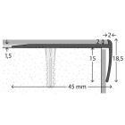 Aluminium-Treppenkantenprofil mit Profilnase | verschraubt | für 2mm starke Bodenbeläge | 2,50m