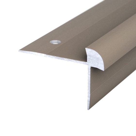 Aluminium-Treppenkantenprofil | verschraubt | für 6 - 6,5mm starke Bodenbeläge | Edelstahl matt | 2,50m