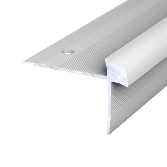 Aluminium-Treppenkantenprofil | verschraubt | für 6 - 6,5mm starke Bodenbeläge | silber | 2,50m