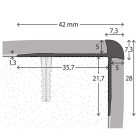 Aluminium-Treppenkantenprofil | verschraubt | für 5mm starke Bodenbeläge | schwarz (RAL9005) | 2,50m
