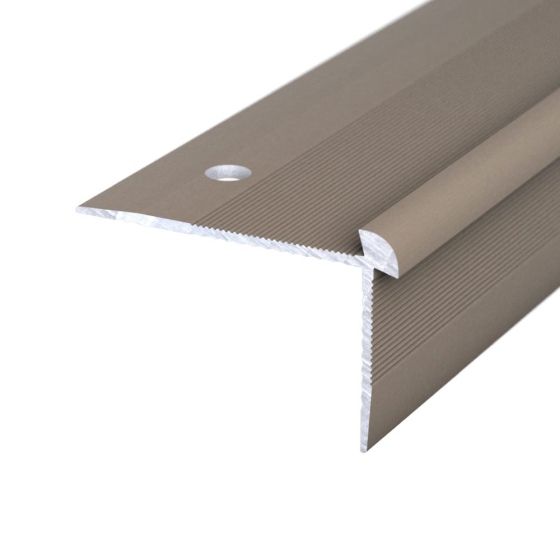 Aluminium-Treppenkantenprofil | verschraubt | für 3mm starke Bodenbeläge | Edelstahl matt | 2,50m