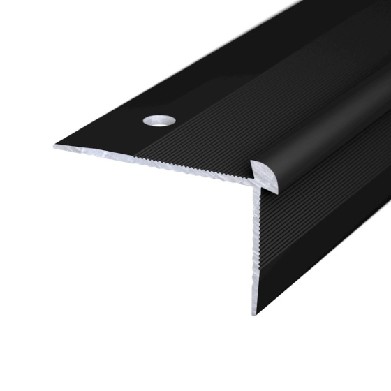 Aluminium-Treppenkantenprofil | verschraubt | für 3mm starke Bodenbeläge | schwarz (RAL9005) | 2,50m