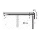 Aluminium-Treppenkantenprofil mit Profilnase | verschraubt | für 2,5mm starke Bodenbeläge | 2,50m