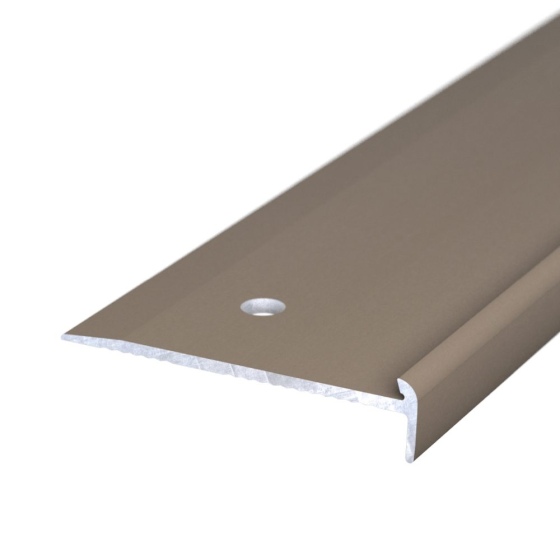 Aluminium-Treppenkantenprofil mit Profilnase | verschraubt | für 2,5mm starke Bodenbeläge | Edelstahl matt | 2,50m
