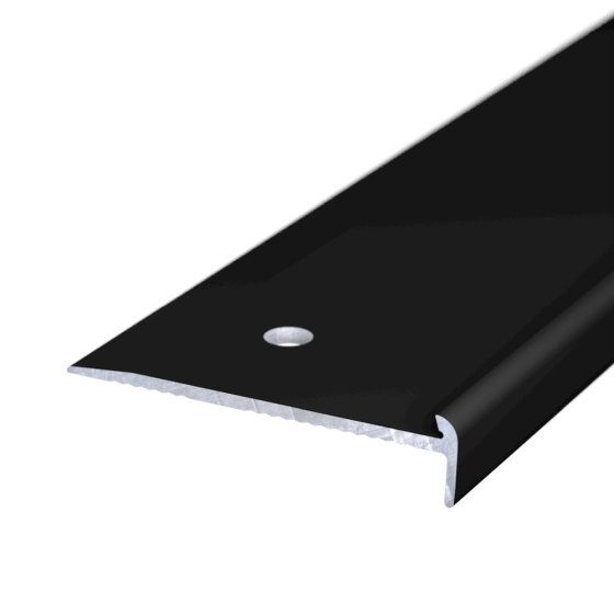 Aluminium-Treppenkantenprofil mit Profilnase | verschraubt | für 2,5mm starke Bodenbeläge | schwarz (RAL9005) | 2,50m