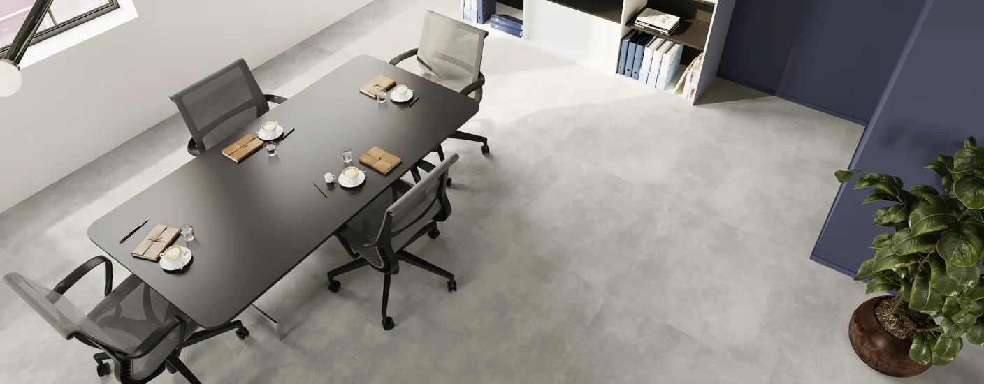 Vinylboden in heller Betonoptik